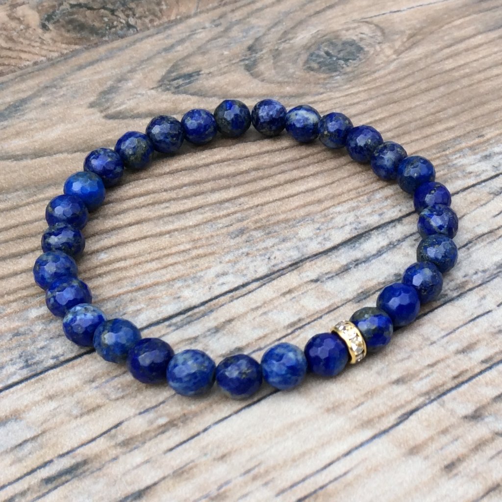 Lapis Bracelet, Throat Chakra, Crystal Healing Bracelet, September Birthstone